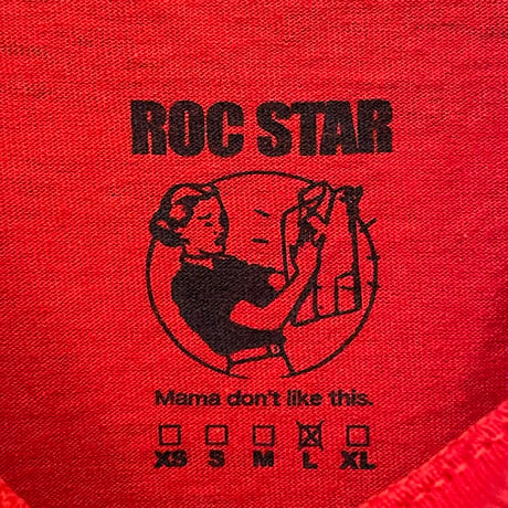 ROC STAR 総柄プリントTシャツ レッド Lサイズ