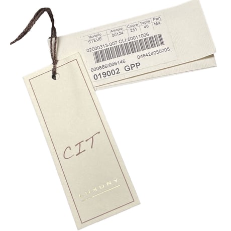 タグ付き美品 CIT LUXURY 長袖リネンシャツ ホワイト×ネイビー 40-15 3/4サイズ