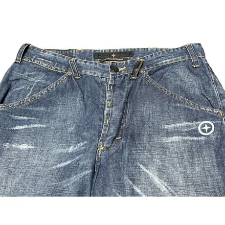 MADE IN ITALY製 STONE ISLAND コットンリネンデニムパンツ インディゴ W30サイズ