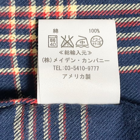 MADE IN USA製 INDIVIDUALIZED SHIRTS SLIM FIT 長袖チェックシャツ ネイビー 13 1/2-29サイズ