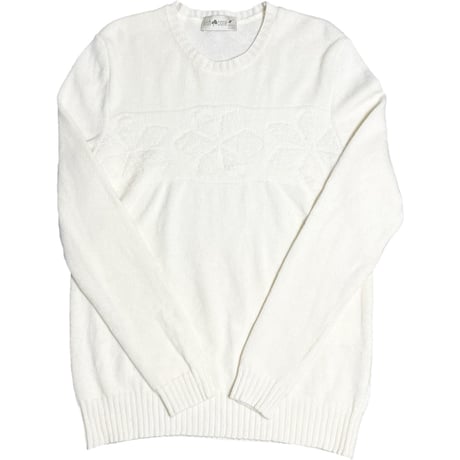MADE IN ITALY製 irish crone クルーネックウールセーター アイボリー Mサイズ