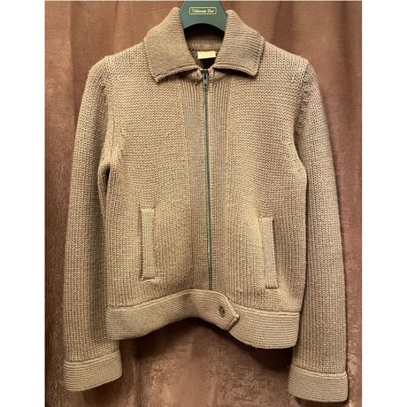 UNITED ARROWS WORK FOR HOLIDAY フルジップウールニットライダースジャケット ブラウン