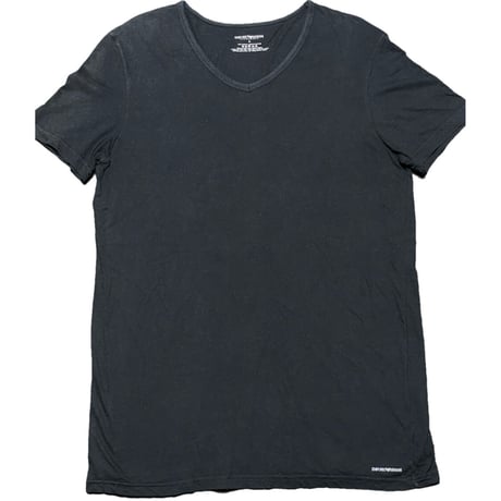 EMPORIO ARMANI 無地半袖VネックTシャツ ブラック Mサイズ