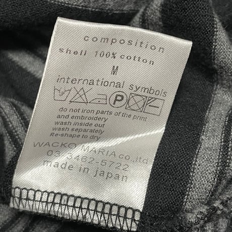 MADE IN JAPAN製 WACKO MARIA 半袖ボーダーニットポロシャツ ブラック×グレー Mサイズ