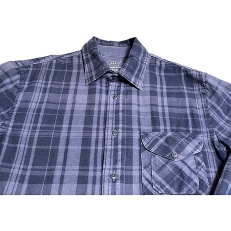 MADE IN USA製 SAVE KHAKI UNITED 長袖チェック柄コットンシャツ ネイビー XSサイズ