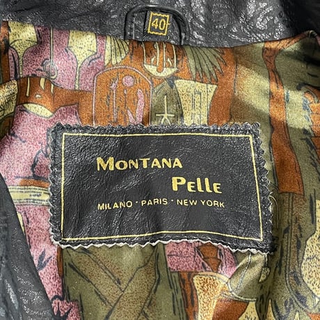 MONTANA PELLE レザーライダースジャケット ブラック 40サイズ