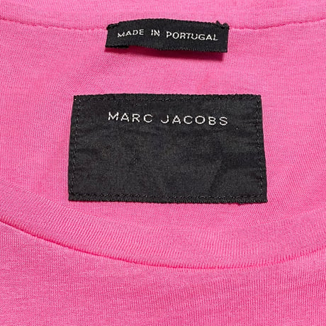 MADE IN PORTUGAL製 MARC JACOBS 胸ポケット付き半袖クルーネックTシャツ ピンク XLサイズ