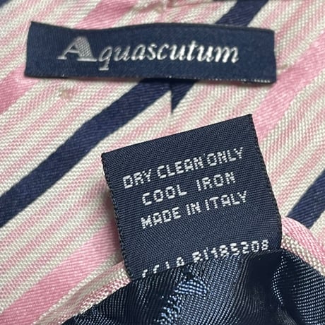 MADE IN ITALY製 Aquascutum レジメンタルストライプ柄ネクタイ ピンク