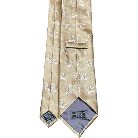 MADE IN ITALY製 GIANFRANCO FERRE 花柄シルクネクタイ ベージュ