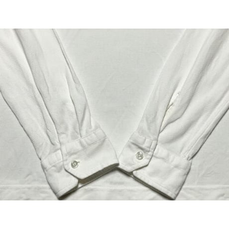 MADE IN ITALY製 LUIGI BORRELLI LUXURY VINTAGE 鹿の子長袖ポロシャツ ホワイト 48サイズ