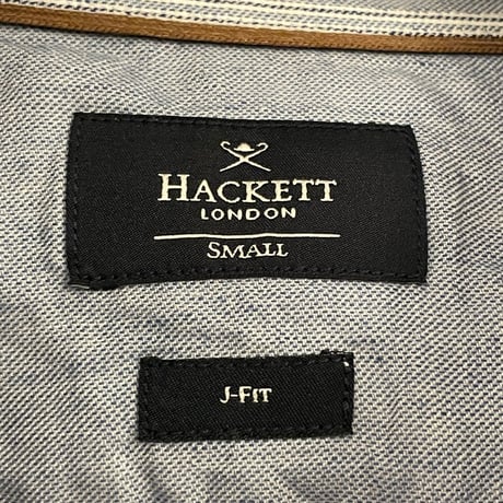 MADE IN PORTUGAL製 HACKETT LONDON 長袖ストライプコットンリネンシャツ スカイブルー Sサイズ