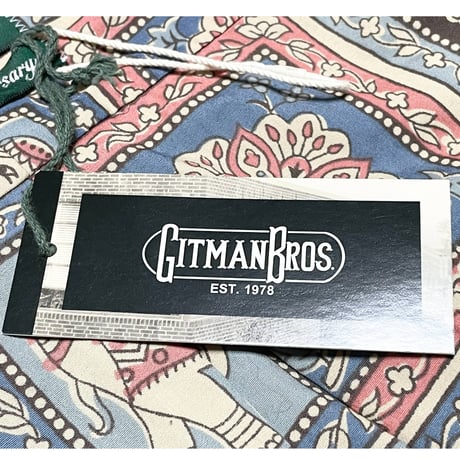 ☆タグ付き新古品☆ MADE IN USA製 GITMAN BROS 40th Anniversaryモデル エレファントバティック柄半袖ボタンダウンシャツ マルチカラー Lサイズ