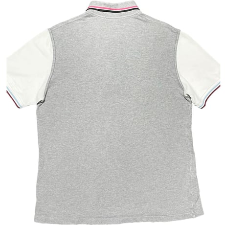 ▲訳あり商品▲ MADE IN ENGLAND製 FRED PERRY 襟ラインツートーンカラー半袖鹿の子ポロシャツ グレー×ホワイト 42/XLサイズ