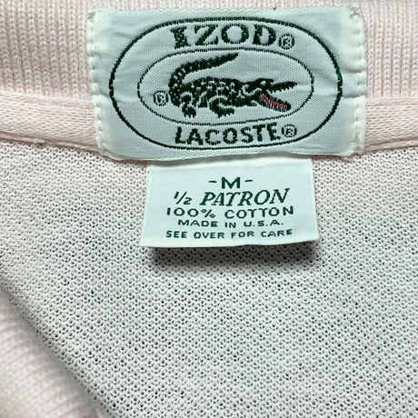 MADE IN USA製 80's OLD LACOSTE 半袖鹿の子ポロシャツ ピンク Mサイズ