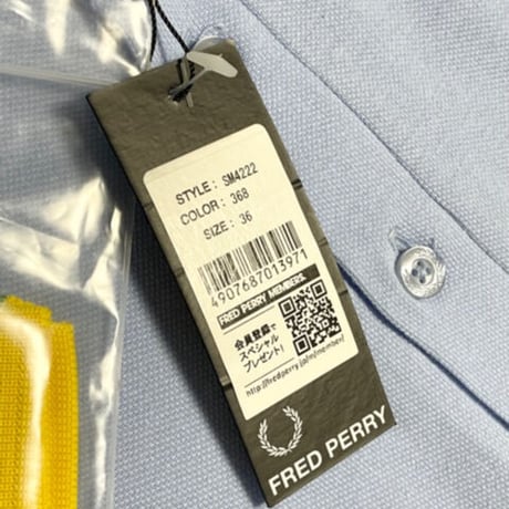☆タグ付き新古品☆ FRED PERRY × RAF SIMONS Wネーム替え襟付き半袖鹿の子ポロシャツ サックス 36サイズ
