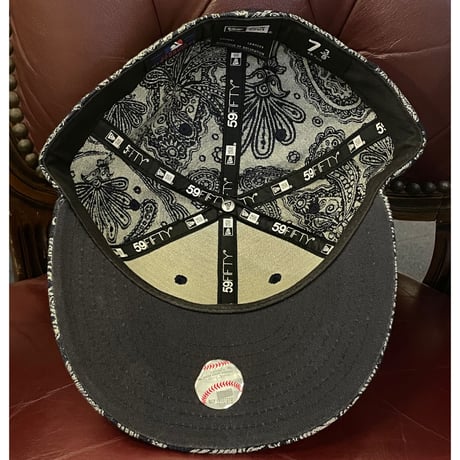 NEW ERA × NEW YORK YANKEES 総柄デニムベースボールキャップ インディゴ 7-3/8 58.7cm