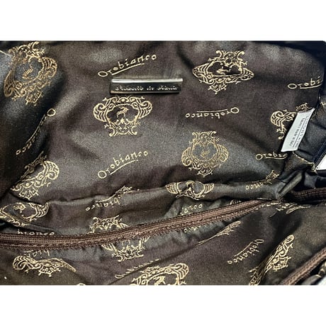MADE IN ITALY製 orobianco レザーナイロンショルダーバッグ ネイビー