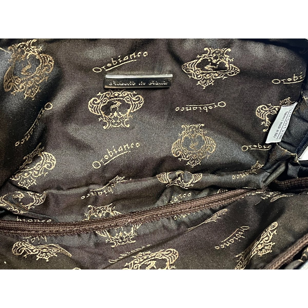 MADE IN ITALY製 orobianco レザーナイロンショルダーバッグ ネイビー |