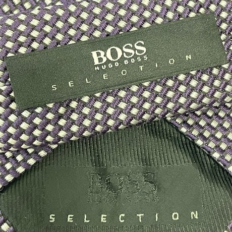 MADE IN ITALY製 HUGO BOSS BOSS SELECTION ドット柄シルクコットンネクタイ パープル