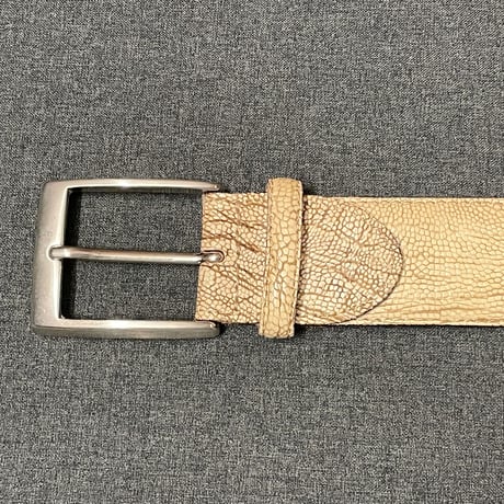 MADE IN ITALY製 PAOLO VITALE × ISETAN MEN'S ハンドメイドオーストリッチレザーベルト クリーム 85-100サイズ