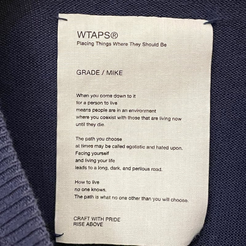 MADE IN JAPAN製 WTAPS クルーネックコットンセーター ネイビー