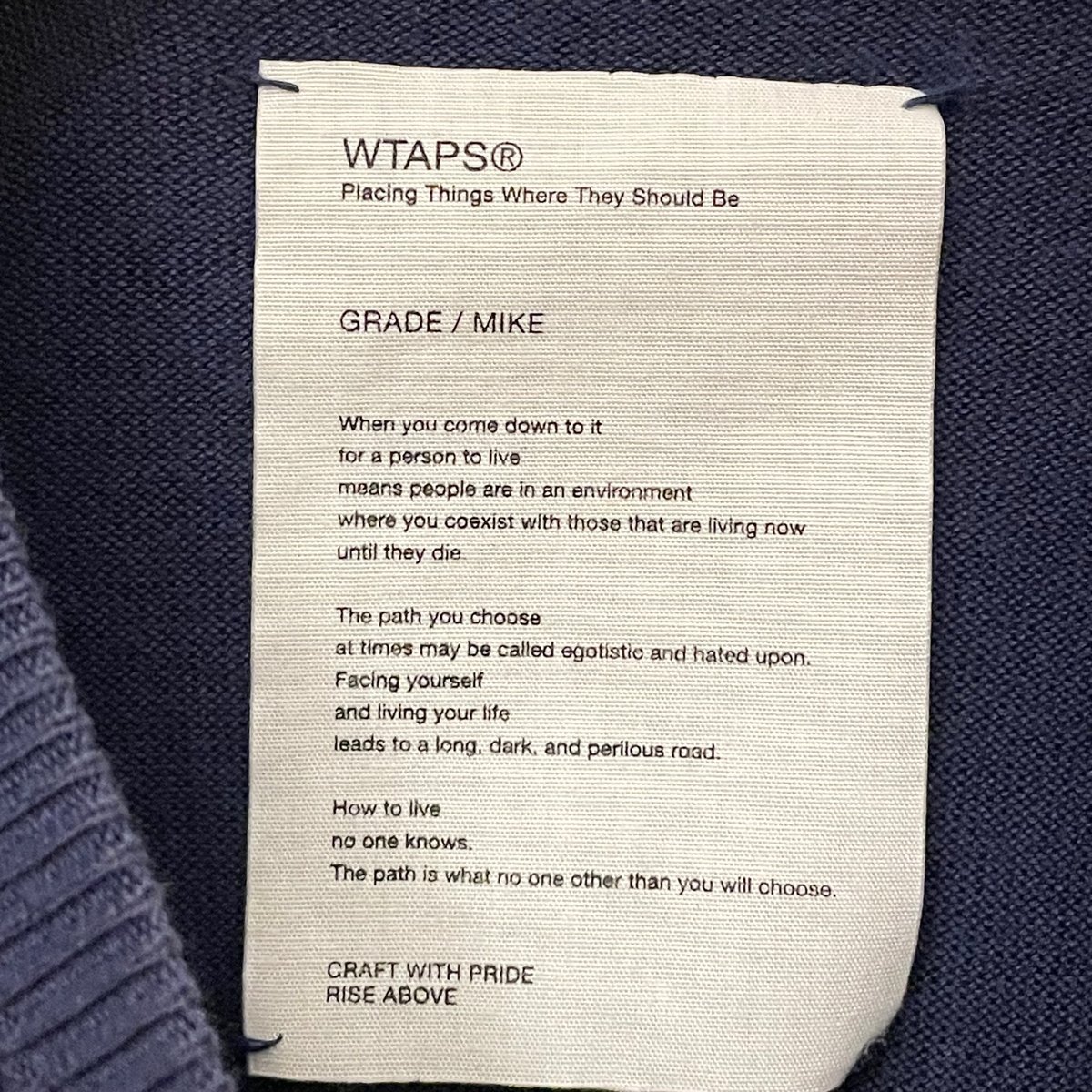 WTAPS PRTC SWEATER COTTON ネイビー MADE IN JAPAN製 WTAPS クルーネックコットンセーター ネイビー