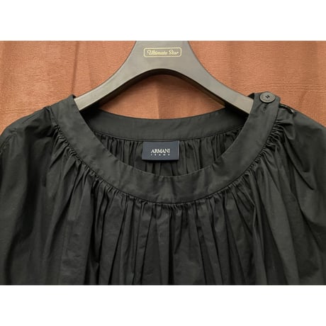 ARMANI JEANS 切り替えツートンカラーギャザースカート ブラック×ベージュ 40サイズ