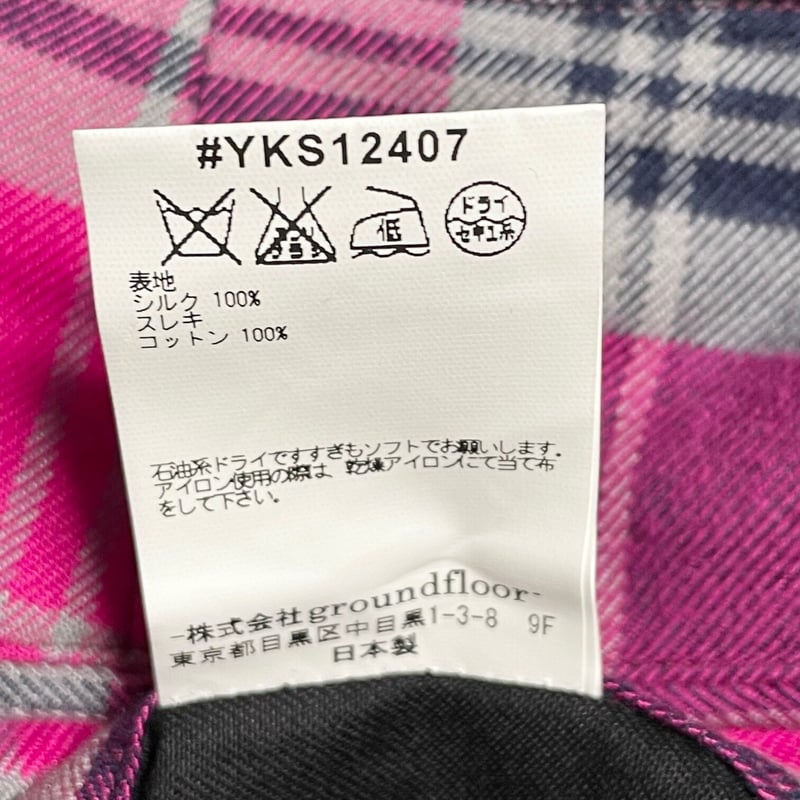 MADE IN JAPAN製 yoshio kubo チェック柄シルクハーフパンツ ピンク 3...