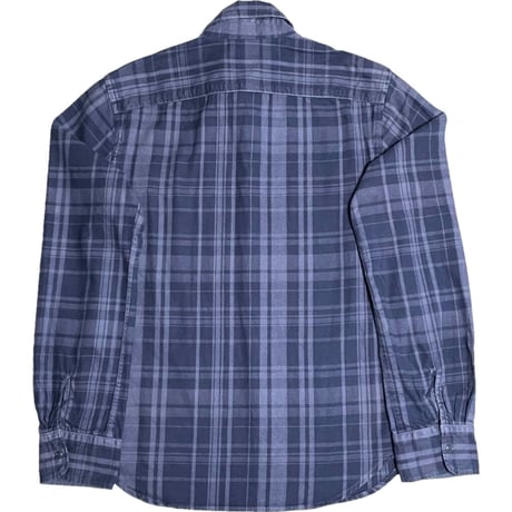 MADE IN USA製 SAVE KHAKI UNITED 長袖チェック柄コットンシャツ ネイビー XSサイズ