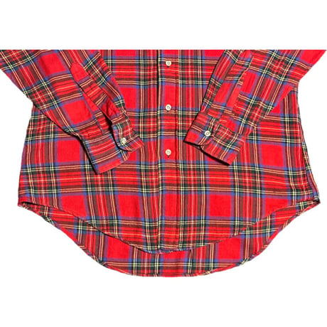 MADE IN USA製 CLEVE SHIRTMAKERS 長袖タータンチェック柄ボタンダウンシャツ レッド Sサイズ