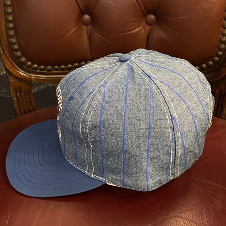 NEW YORK GIANTS ダンガリーストライプ柄スナップバックキャップ ブルー×インディゴ Fサイズ