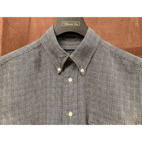 MADE IN USA製 SHIPS 千鳥格子チェック柄 長袖ボタンダウンシャツ グレー Mサイズ