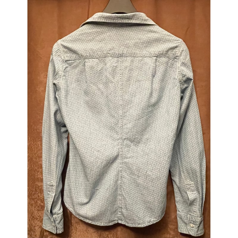 MADE IN USA製 Frank & Eileen 長袖ドット柄シャツ ライトインディゴ 