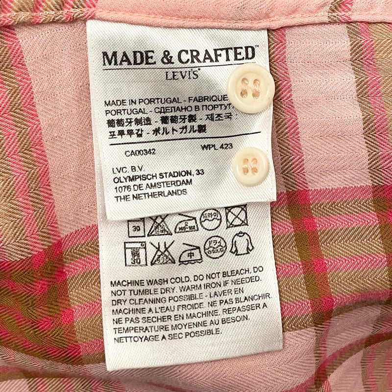 MADE IN PORTUGAL製 LEVI'S MADE & CRAFTED 半袖チェック柄