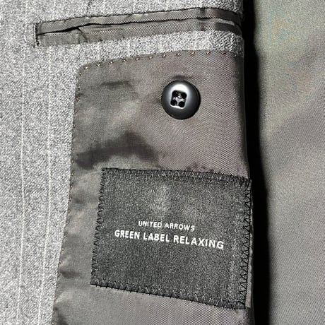 GREEN LABEL RELAXING GUABELLO SUPER120's 生地 ストライプ柄ウールスーツ グレー 48サイズ 日本製