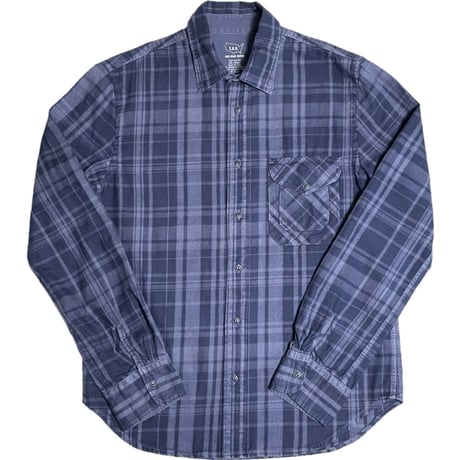 MADE IN USA製 SAVE KHAKI UNITED 長袖チェック柄コットンシャツ ネイビー XSサイズ