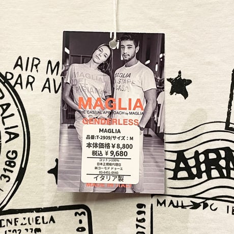 ★新品★ MADE IN ITALY製 MAGLIA 2024年SSモデル 「VIAGGIO」 ロゴプリント クルーネックTシャツ ホワイト S～Lサイズ