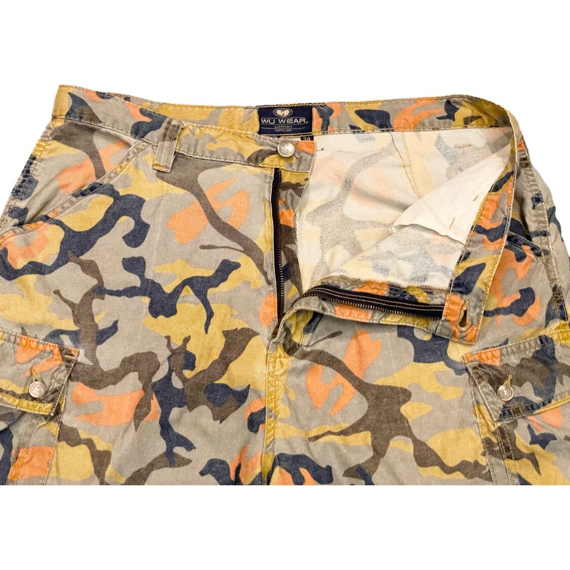 激レア WU WEAR JEANS 迷彩カーゴハーフパンツ マルチカラー W34サイズ