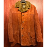 THIS IS A GENUINE LEATHER 本革 スウェードレザー ムートンコート オレンジブラウン 42サイズ