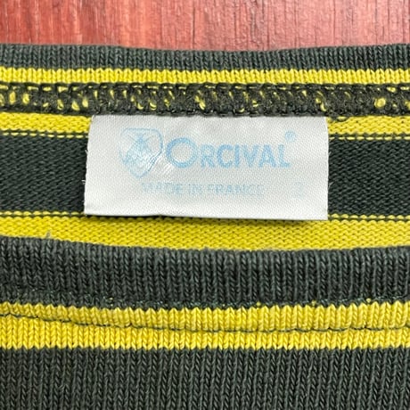 ▲訳あり商品▲ MADE IN FRANCE製 ORCIVAL ボーダー柄バスクシャツ イエロー×グリーン 2サイズ