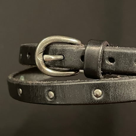 専用ポーチ付き RUGBY RALPH LAUREN スタッズ付き2連～3連レザーブレスレット ブラック Fサイズ