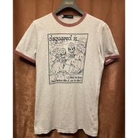 MADE IN ITALY製 DSQUARED2 プリント入り リンガーTシャツ グレー Mサイズ