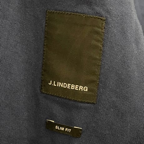 MADE IN BULGARIA製 J.LINDEBERG SLIM FIT コットンリネンダブルテーラードジャケット ネイビー 46Rサイズ