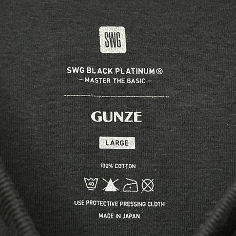 MADE IN JAPAN製 SWAGGER BLACK PLATINUM × GUNZE クルーネックTシャツ ブラック Lサイズ