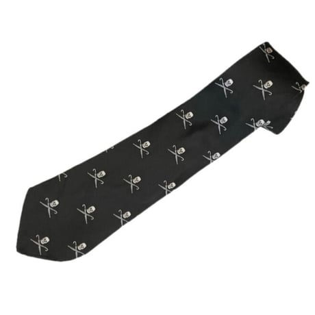 MADE IN ITALY製 RUGBY RALPH LAUREN スカル柄ハンドメイドシルクネクタイ ブラック