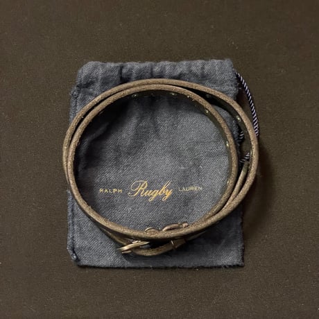 専用ポーチ付き RUGBY RALPH LAUREN スタッズ付き2連～3連レザーブレスレット ブラック Fサイズ
