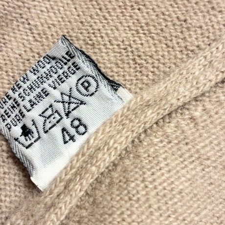 MADE IN ITALY製 80s UNITED COLORS OF BENETTON ラムウールカーディガン ベージュ 48サイズ