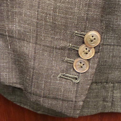 AQUOIBONISTE Loro Piana WOOL , LINEN AND SILK 生地使用 チェック柄 ウールシルクリネン テーラードジャケット ブラウン 48サイズ