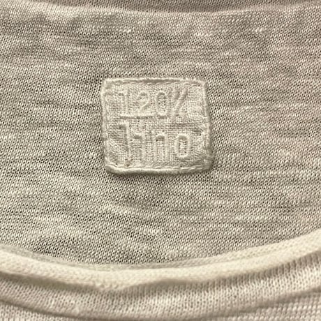 ☆タグ付き新古品☆ MADE IN ITALY製 120% lino ポケット付き半袖リネンTシャツ パールグレー Mサイズ