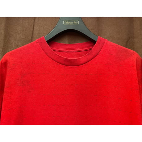 ROC STAR 総柄プリントTシャツ レッド Lサイズ